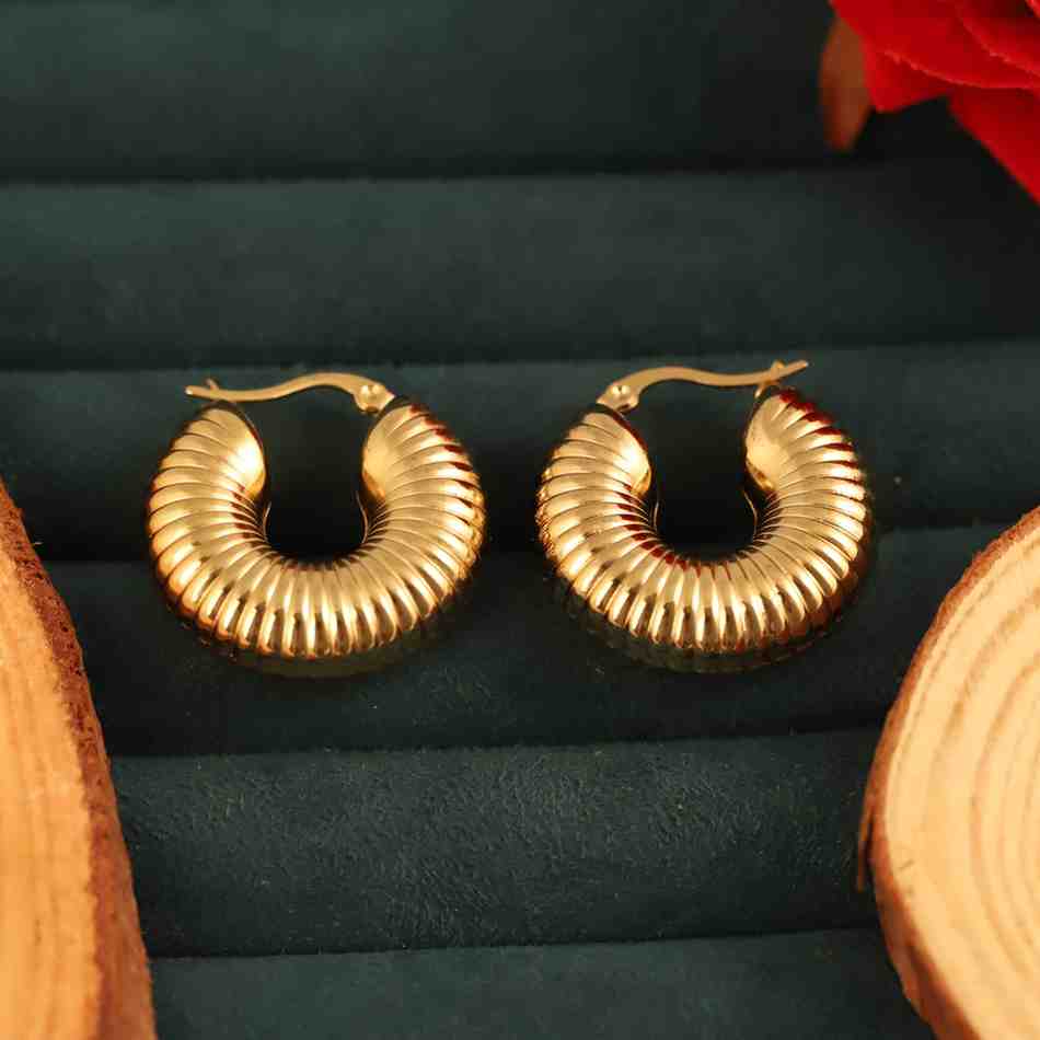 Classic Textured Gold Hoop Earrings