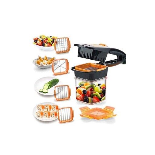 5 in 1 Nicer Vegetable Dicer Chopper 5 in 1 Multi-Function Slicer Vegetable & Fruits Cutter, Dicer Grater & Chopper, Peeler with Container Onion Cutter Kitchen Accessories