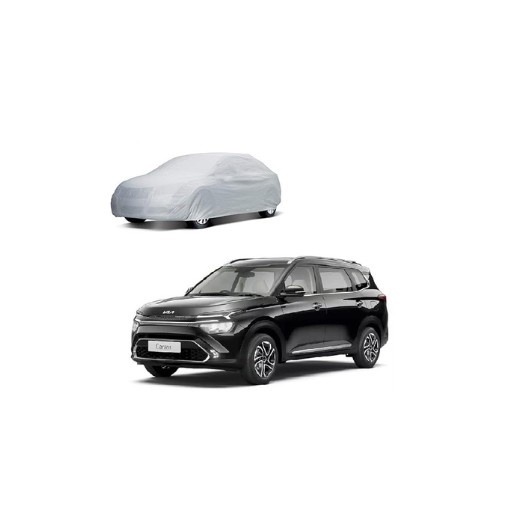 Silver Check Waterproof Car Body Cover Heat and Dust Resistant Heavy Buckle Mirror Pockets Car Accessories Essentials for (Silver Check